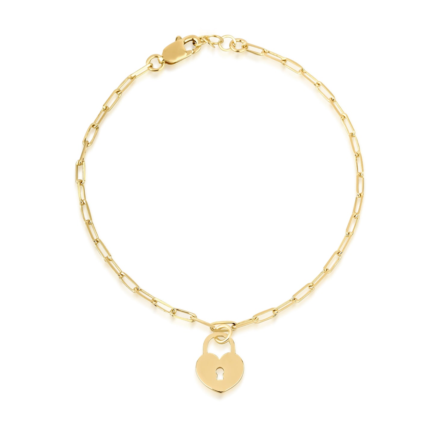 14k Gold Heart Lock Bracelet